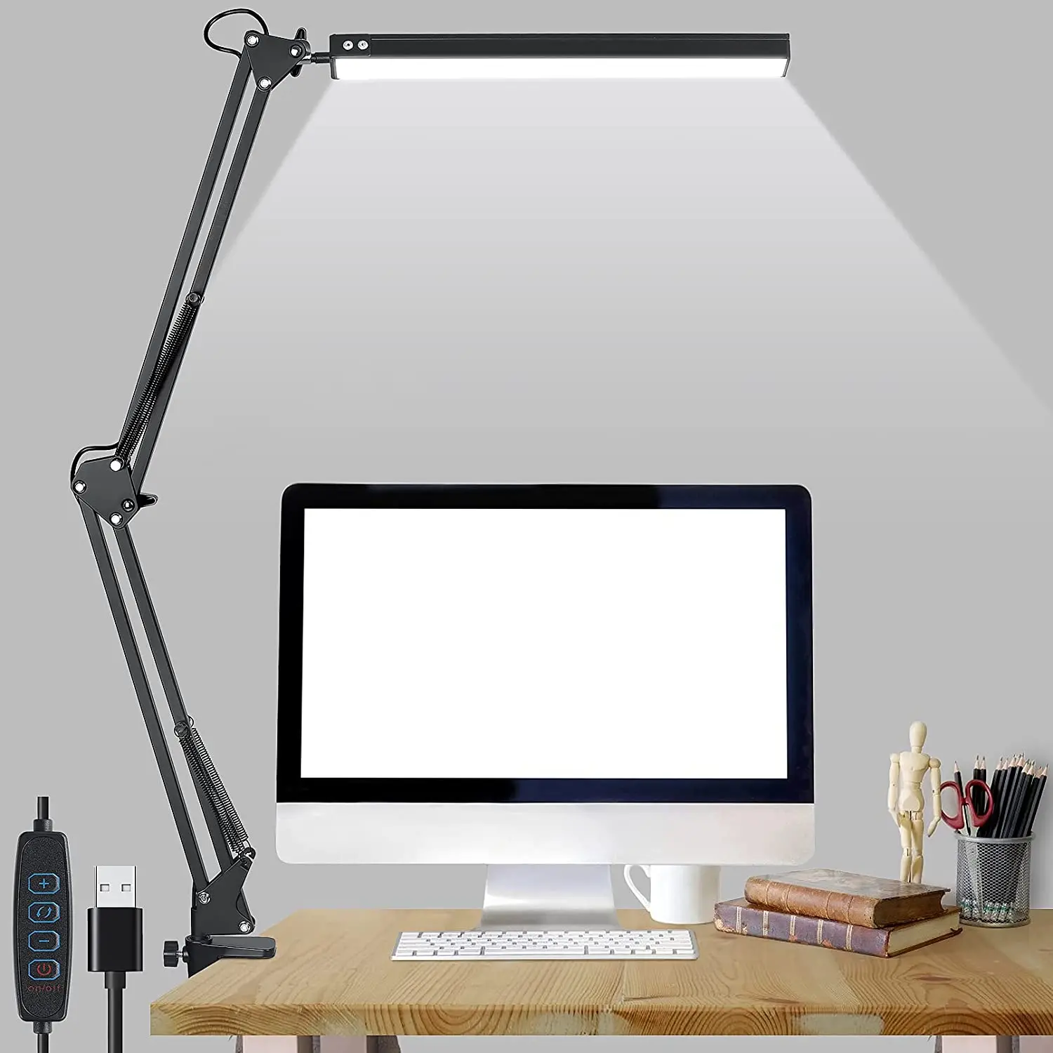 D2 Led Desk Lamp Clip Adjustable Metal Swing Arm Eye Protection 3 Modes 10 Brightness Levels Home Office Work Reading | Освещение