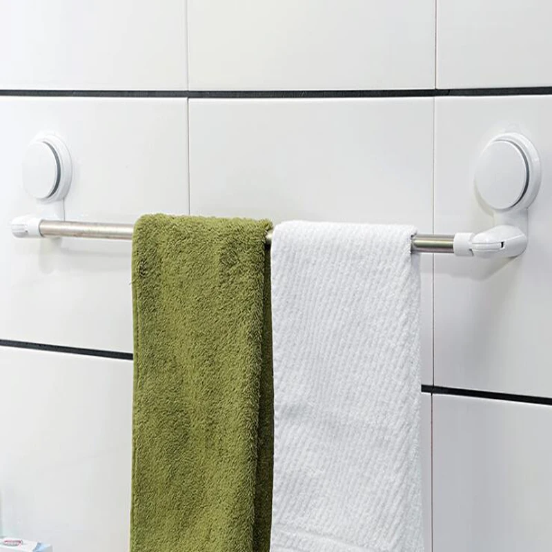 Stainless Steel Towel Rack Wall Mounted Suction cup Towel Hanger Bathroom Bar Shelf Roll Holder Hanging Hook Shoes Rack