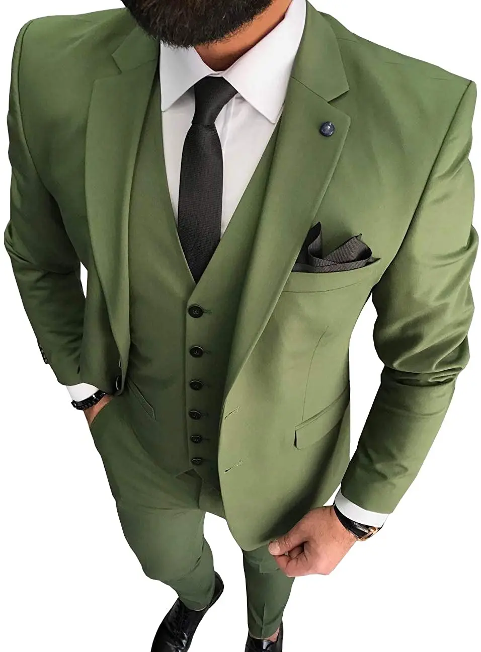 

Green Wedding Tuxedos Groom Suits For Men Business Party Prom 2021 Men (Jacket +Vest+Pants+Tie ) Dinner Date