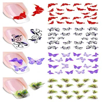 

1Sheet DIY Designs Women Elegant Nail Art Stickers Decals Red Butterfly Tie Decals Patch French Tip Care Styling Tool
