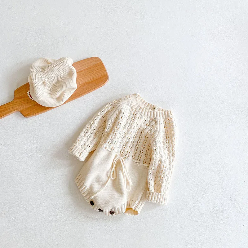 Newborn Baby Girls Knitted Bodysuit Romper Spring Outfit