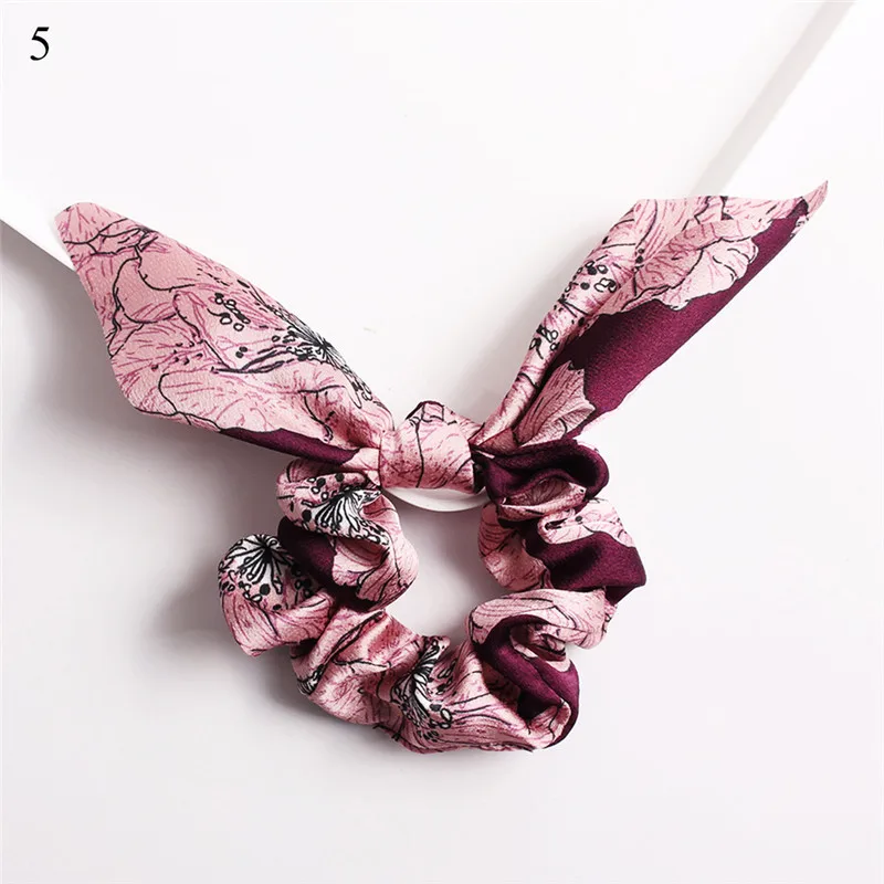 Винтажный цветочный полосатый Леопардовый принт DIY завязанный бант резинка для волос для женщин девочек аксессуары для волос повязка на голову - Цвет: A5