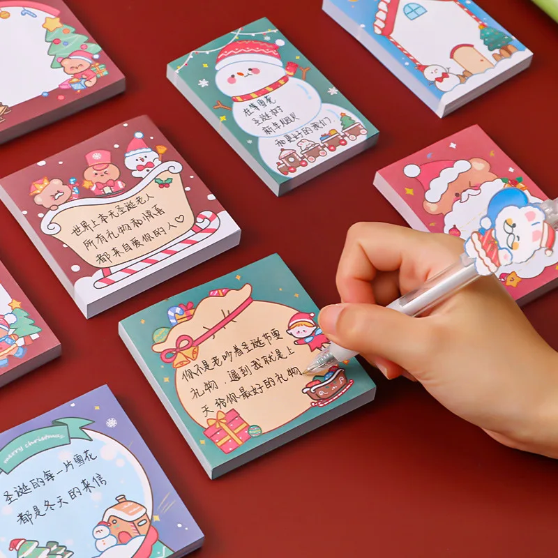 

50sheets Cartoon Christmas Memo Notes Student Message Memo Pads Study Office Memos Korean Stationary Cute Memo Sheets