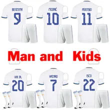 Top quality Adult Kids REAL Madrides home jersey ALABA HAZARD SERGIO RAMOS BENZEMA ASENSIO MODRIC MARCELO 2021 2022 uniform shir