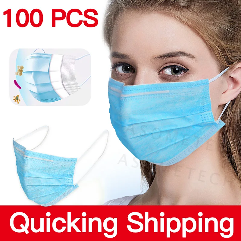 

Disposable Mascarillas 3 Layer Protective Face Masks Non Woven Anti-dust Meltblown Earloops Mask Filter Respirator Face Mask
