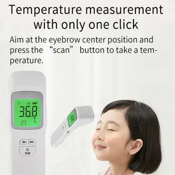 

2020 Digital LCD Thermometer Infrared Forehead Non-touch Baby&Adult Solid Color White Temperature Gun