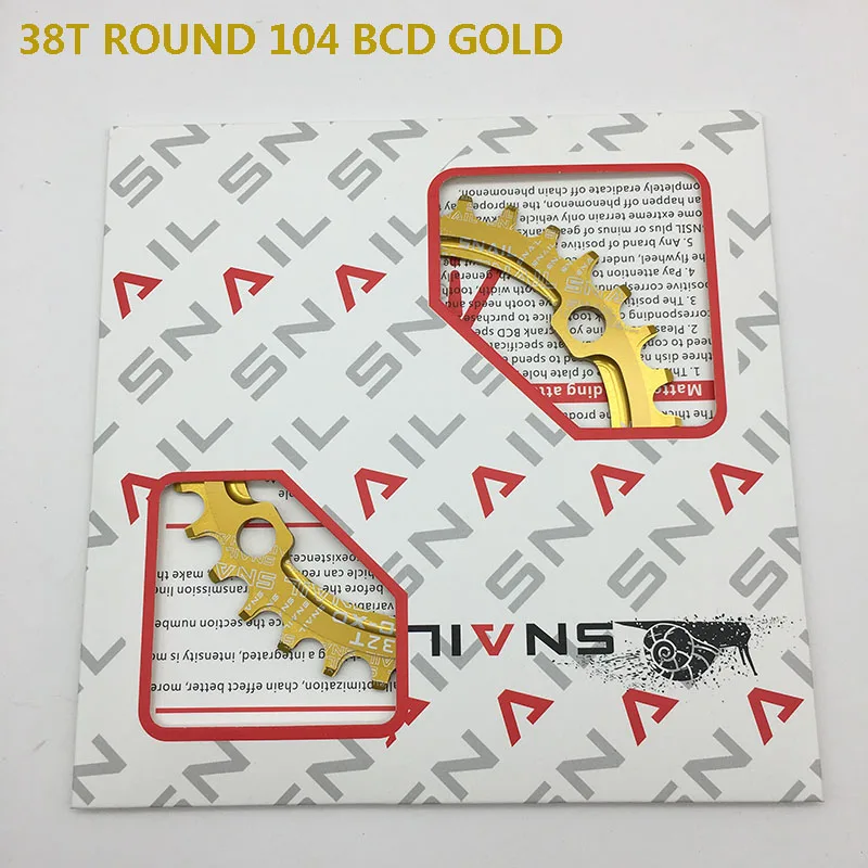 Улитка круглая узкая широкая цепь MTB горный велосипед 104BCD 32T 34T 36T 38T 40T 42T коленчатый набор зубной части пластины 104 BCD - Цвет: 38T 104 round gold
