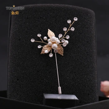

TOPQUEEN HXZ01-G Gold wedding brooch Handmade leaves Men's Suit Accessories Brooch Jewelry Suit Corsage for Men Women Wedding