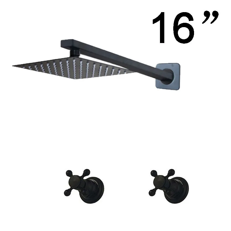 16 Inch set Набор для душа для ванной комнаты, квадратная душевая головка, роскошная черная душевая головка с душевой ручкой, черный душевой набор - Цвет: 16 Inch set