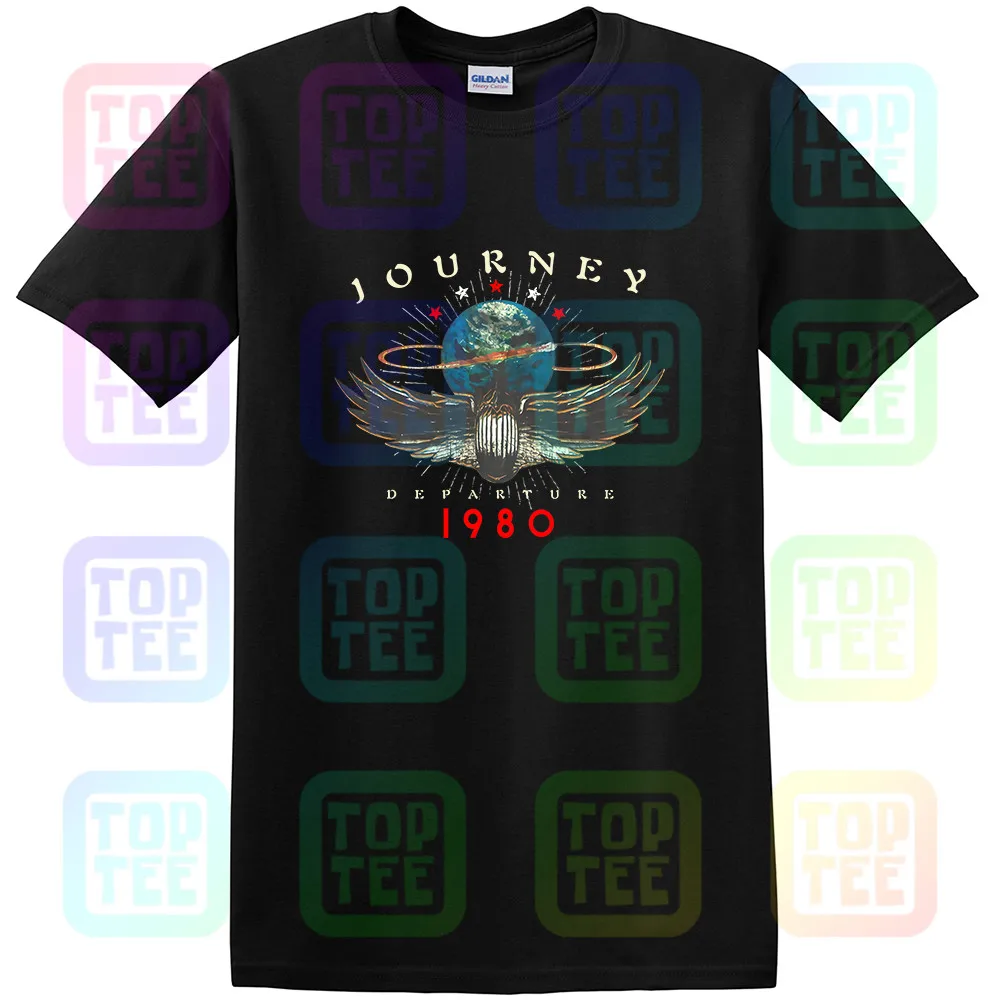 Journey 1980 дым вылет музыка рок группа взрослых Мужская футболка JOU547