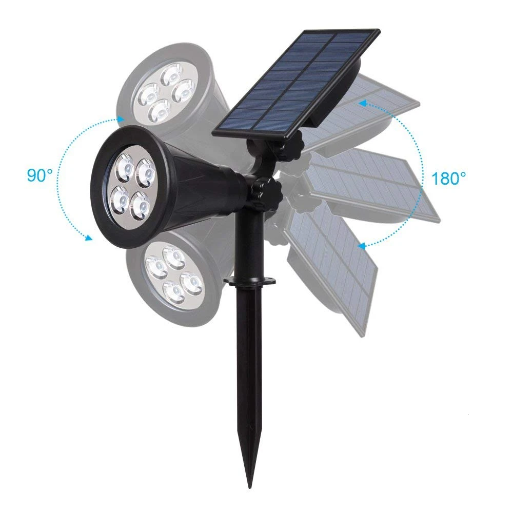 DCOO Солнечный Точечный светильник 4Led Открытый настенный светильник IP65 водонепроницаемый угол 180 ° Регулируемый или дерево Патио двор сад лужайка лампа(зеленый