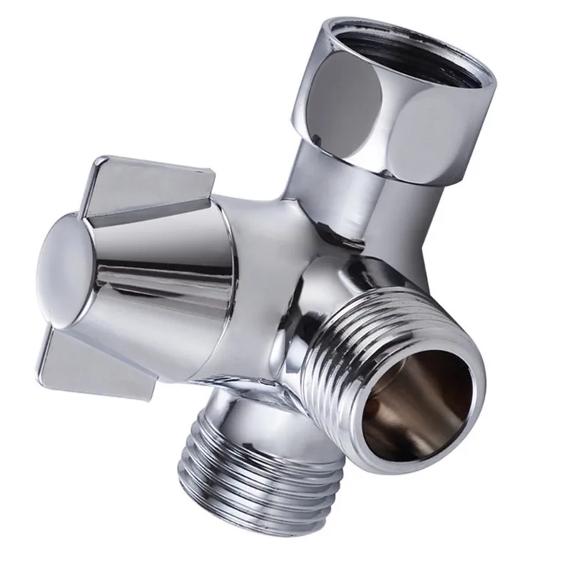 3-Way Diverter, Tee Joint Copper Handheld Shower and Shower Head Arm Bathroom Showering Splitter Valve Sink Faucet Hose T