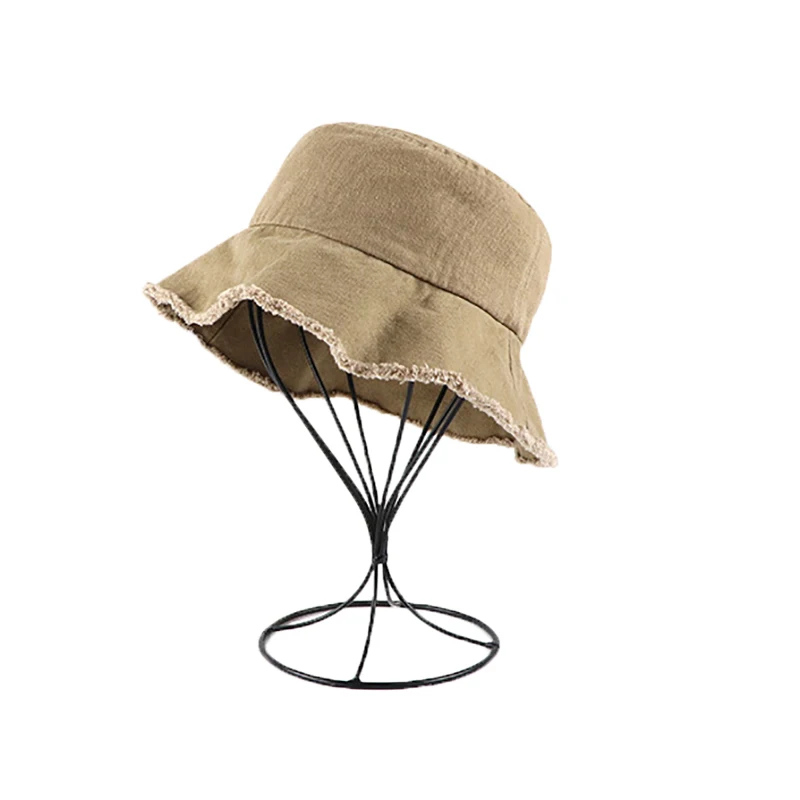 

Japanese Style Bucket Hat Outdoor Travel Leisure Cap 100% Cotton Pure Color