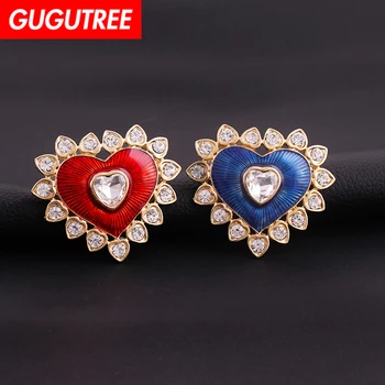 

GUGUTREE brooch breastpin love heart patch metal patches badges applique patches for clothing HH-51