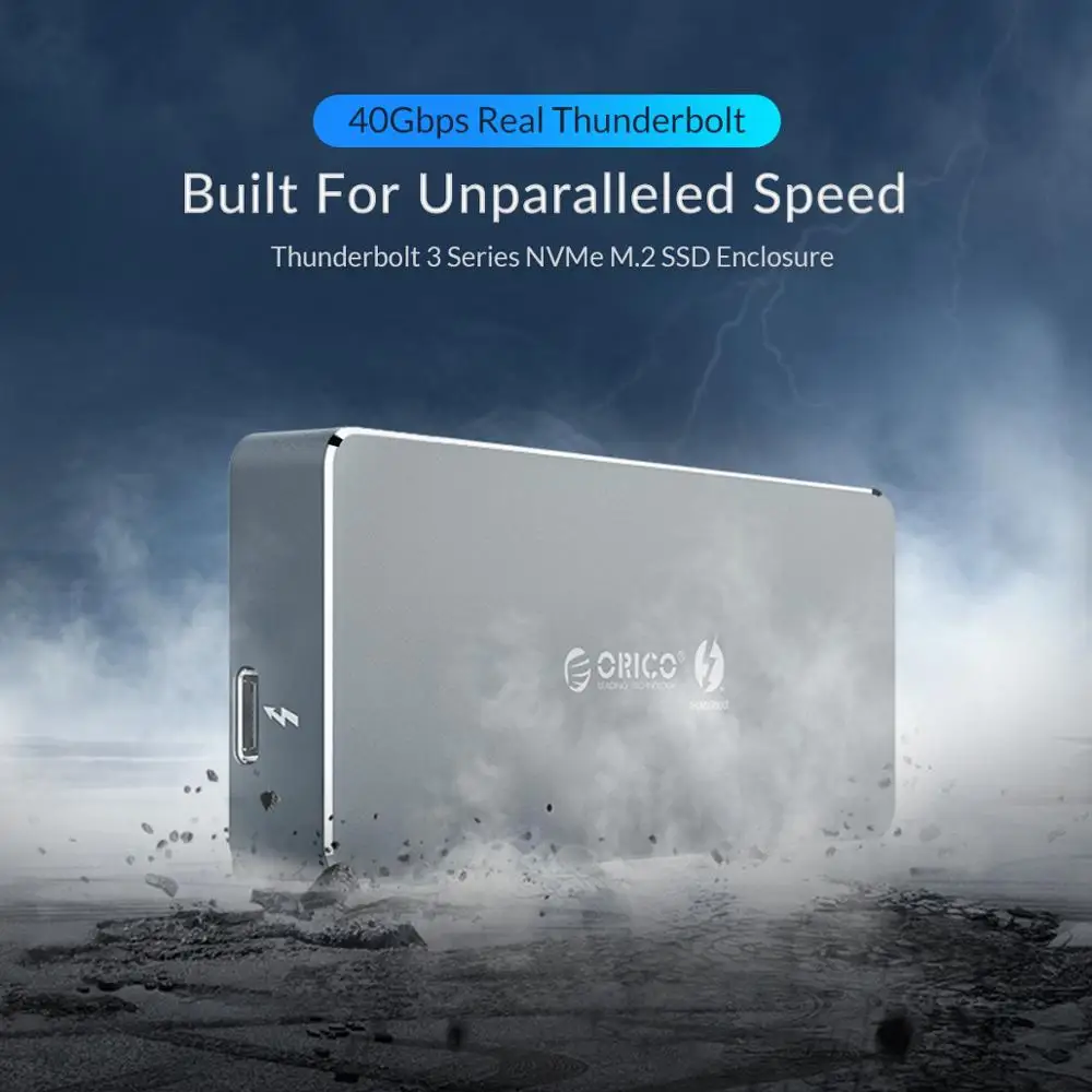 Жесткий диск ORICO Thunderbolt 3 40 Гбит/с NVME M.2 SSD корпус 2 ТБ алюминиевый type C с кабель USB