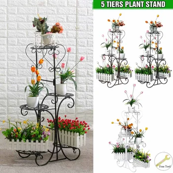 

5 Tier Flower Shelf Nordic Indoor Home Balcony Decoration Rack Wrought Iron Living Room Simple Flower Pot Multilayer Rack