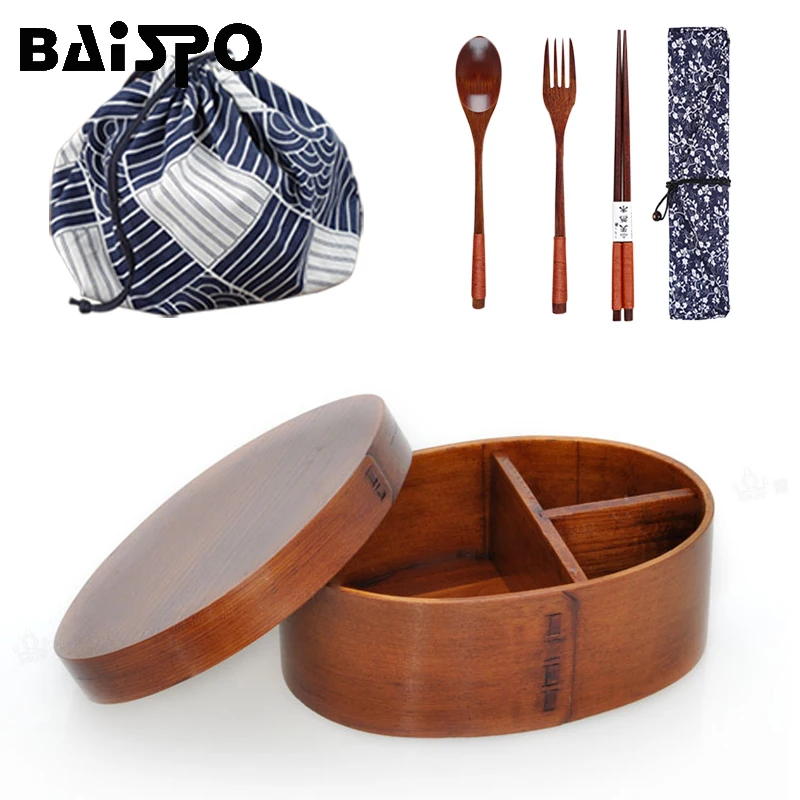 

Baispo 3pcs/set Bento Box Japanese Style Lunch Box For Kids Wood Material Tableware Food Containers With Compartments Healthy