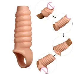 Силиконовые мужские презервативы для увеличения пениса, удлинители для пениса, секс-игрушки для мужчин, Кольца для пениса, многоразовые