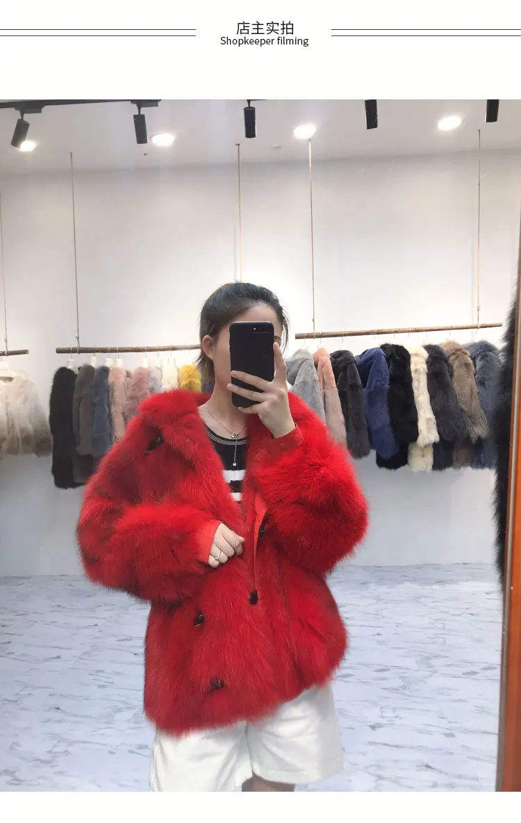 Новое пальто с натуральным лисьим мехом женская зимняя куртка Femme пальто с натуральным мехом женская верхняя одежда с длинным рукавом из натурального Лисьего меха