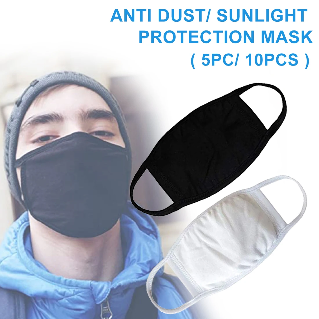 

5pcs/ 10pcs 3 Layers Cotton Material Face Mouth Mask Party Mask Reusable Fabric Care for Dustproof/ Sunlight/ Haze Washable