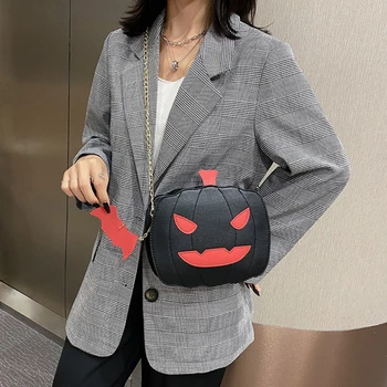 

Women Stylish Pumpkin Lamp Shape PU Leather Shoulder Crossbody Bag Tote Chain Satchel ID card Keys Lip gloss Storage bag handbag