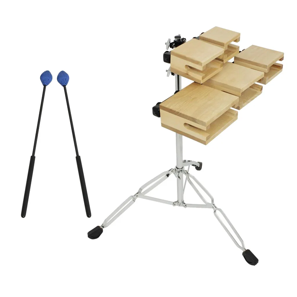 

Rhythm Percussion Wood Block W/ Stick High & Low Pitch 5pcs Blocks