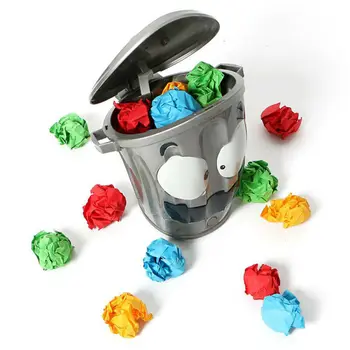 

Plastic Cartoon Electronic Bin Toy Throwing Paper Balls Into The Moving Trash Bin Decompression Trash Party Toys for Kids