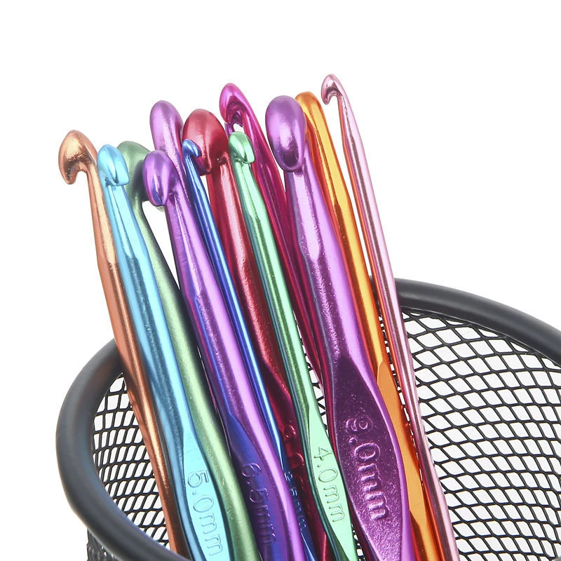 12Pcs/set Crochet Hooks/Needles Colorful Alumina Knitting Hooks 2-8mm Yarn Sewing Accessories Tools DIY Craft Knit Needle Tool