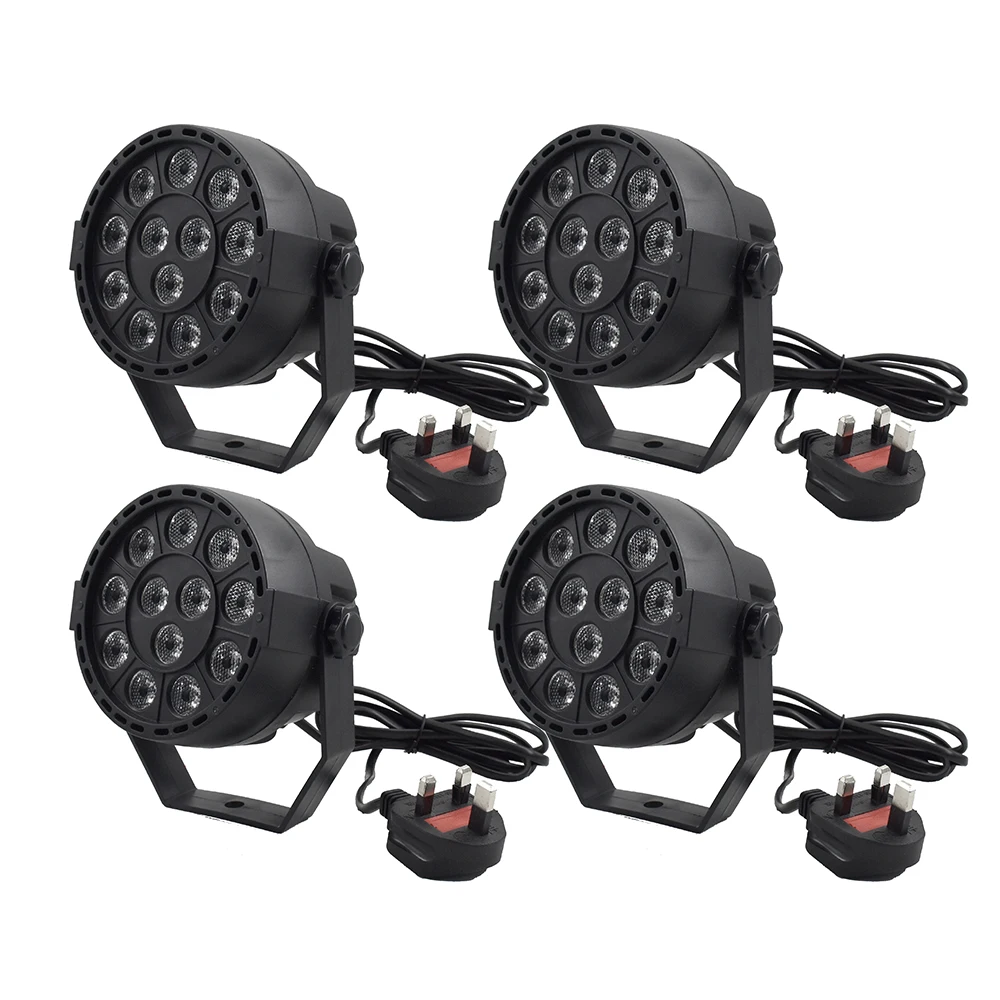 

Stage Light Lamp RGBW PAR Lights 12pcs LEDs 12W Sound-activated Auto DMX512 Disco Light for DJ Party Pack of 4 Lights