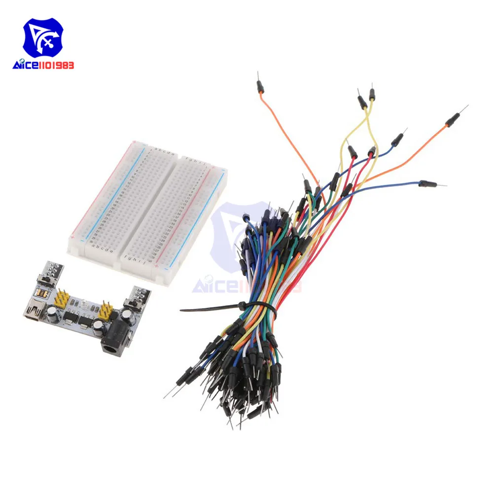 

diymore M400 Tie Point Solderless Breadboard + 65PCS Jumper Cable + MB-102 MB102 Micro/Mini USB Power Supply Module for Arduino