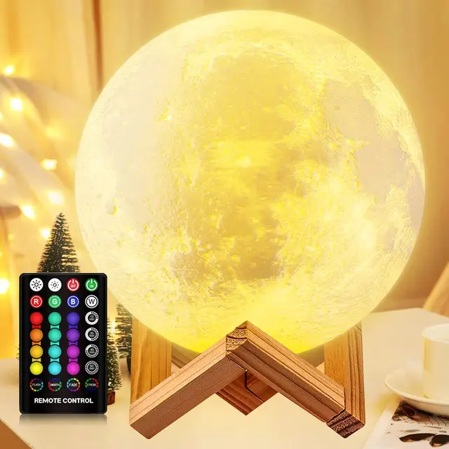 Lámpara de Luna ZK30 para niños, luz nocturna de galaxia, 16 colores, Luz de luna 3D LED, Control remoto táctil, regalo recargable para niñas y niños 1