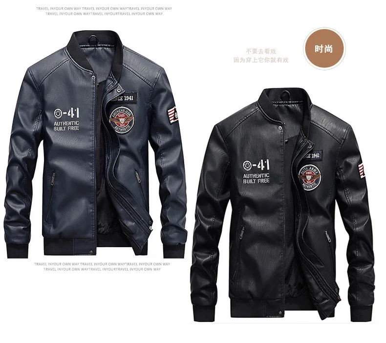 AliExpress Autumn& Winter New Style Men's Slim Fit PU Leather Thin Casual Locomotive Leather Jacket Coat
