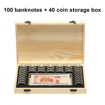 

Gifts Commemorative Portable Home 40pcs Coin Storage Box Wooden Display Container Organizer Protective Collection Case