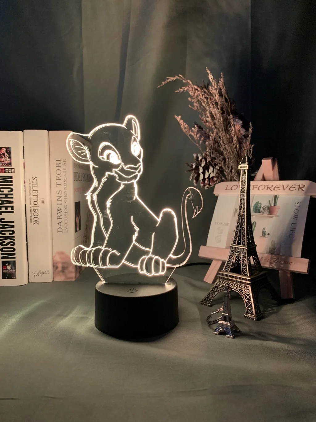 Король Лев Simba рисунок 3d иллюзия детский Ночной светильник светодиодный сенсорный датчик изменение цвета Ночной светильник для детской спальни настольная лампа