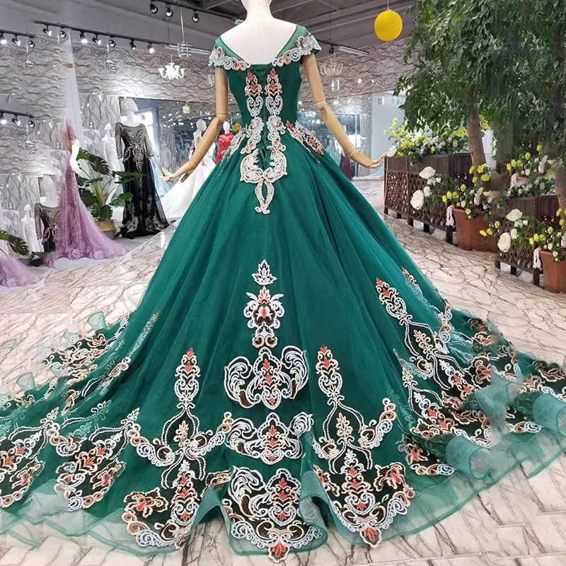 LSS146 зеленое вечернее платье праздничное с круглым вырезом и рукавами крылышками