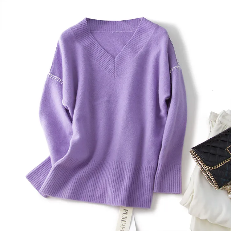 Shuchan женские дизайнерские свитера 90% шерсть мериноса+ 10% кашемир теплые высококачественные пуловеры с v-образным вырезом в английском стиле свободные топы