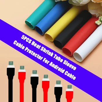 

5PCS Heat Shrink Tube Sleeve Cable Protector Anti-break For Android USB Cable Organizer Cord Management Cover Cable Winder