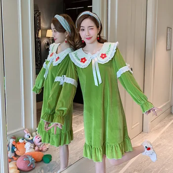 

Cartoon Nightgown Lady Flannel Warm Sleepwear Intimate Lingerie Nightdress Autumn Winter Women Kimono Gown Thicken Home Clothes