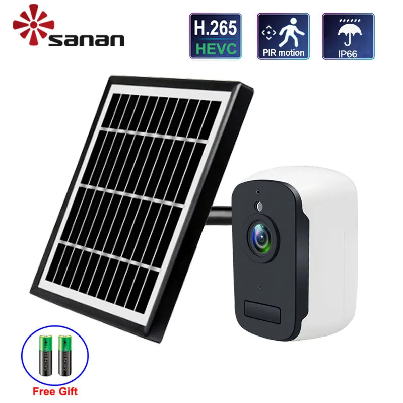 SANAN Домашняя безопасность Солнечная панель IP камера WIFI Беспроводная наружная H.265
