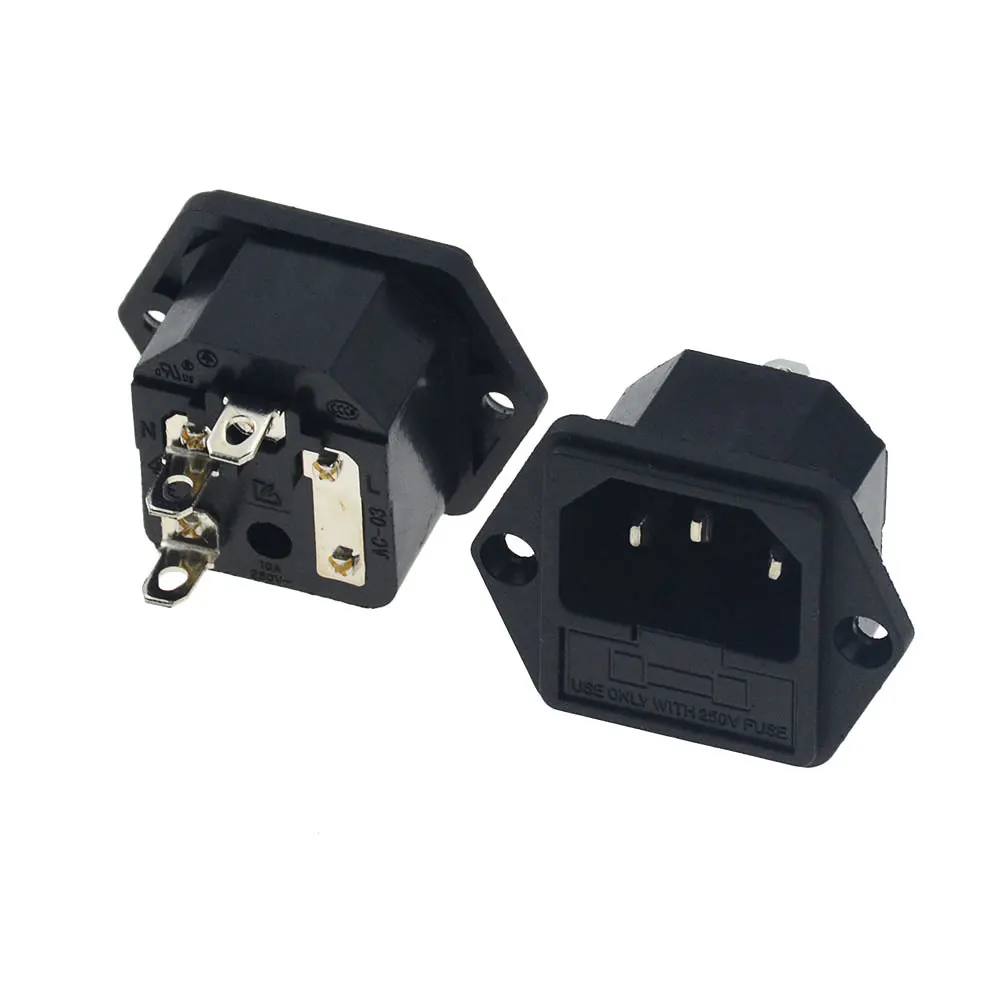 1 шт. панель монтируется 3 Pin IEC 60320 C14 вилка электропитания 15A AC 250V w/держатель