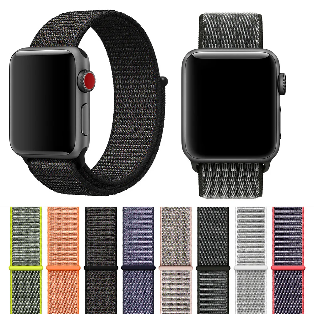 Дышащая нейлоновая Спортивная петля для Apple Watch 44 мм 40 мм 42 мм 38 мм ремешок iWatch серия 5 4 3 2 ремешок для часов Замена браслета