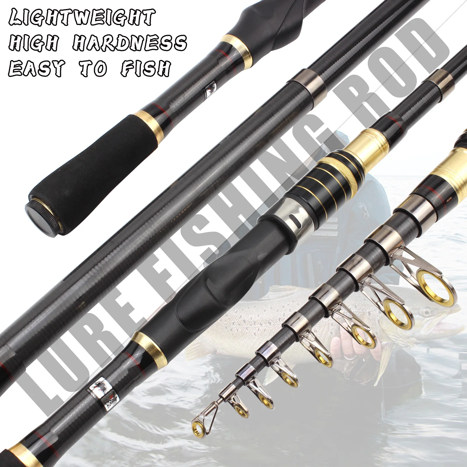 1.8M-3.3M Carbon Spinning Fishing Rod Portable Telescopic carp trout Sea  Travel pocket pole Surf long shot fishing rod trout rod - AliExpress