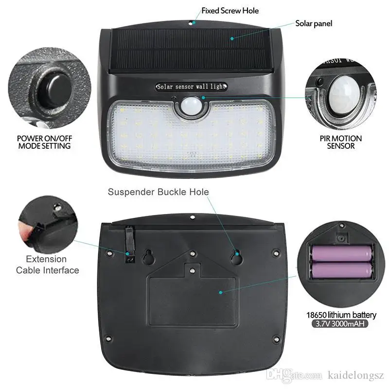 48 LED Solar Light Garden Motion Sensor Light Outdoor Waterproof Solar Panel Power Lights Separate Security Street Path Wall Lamp