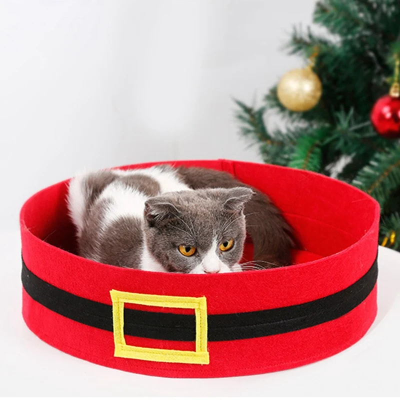 

Christmas Pet Cat Dog Mat Soft Round Cat Ded Nest Festival Pet Cats kitten Sleeping Mat Pad Cat Bed for Christmas Halloween