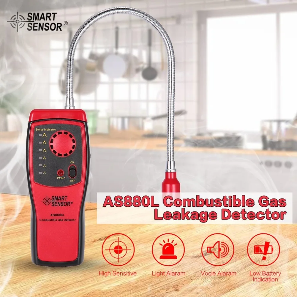 

SMART SENSOR AS8800L Combustible Gas Detector Flammable Natural Gas Leakage Tester Tool Methane Gas Leak Detector Analyzer