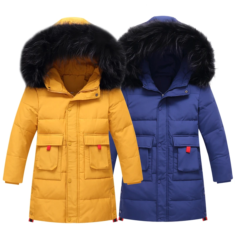 Детская куртка для мальчиков и девочек-30 градусов русской зимы для мальчиков с наполнителем из утиного пуха, теплая верхняя одежда, пальто для детей 6 8 10 Для детей 12–14 лет Детская Подростковая парка