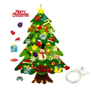 

Kids DIY Felt Christmas Tree Decorations with LED String Light 32 Xmas Adornment