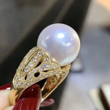 

Luxury Pearl Rings Settings S925 Sterling Silver Pearl Rings Findings Women DIY Handmade Rings Accessory Components No Pearl