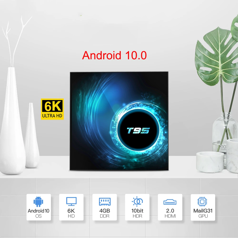 Новый T95 ТВ бокс Android 10 0 Netflix Youtube HD 6K Четырехъядерный 4 Гб RAM 32 64 ROM TV Box Smart