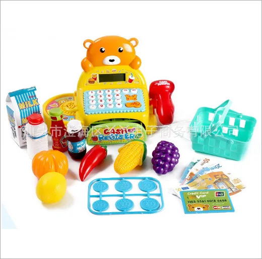 Five-Star 38561 Children Play House Toys Cartoon Little Bear Cash Register Educational Lights Sound Electric Cash Register